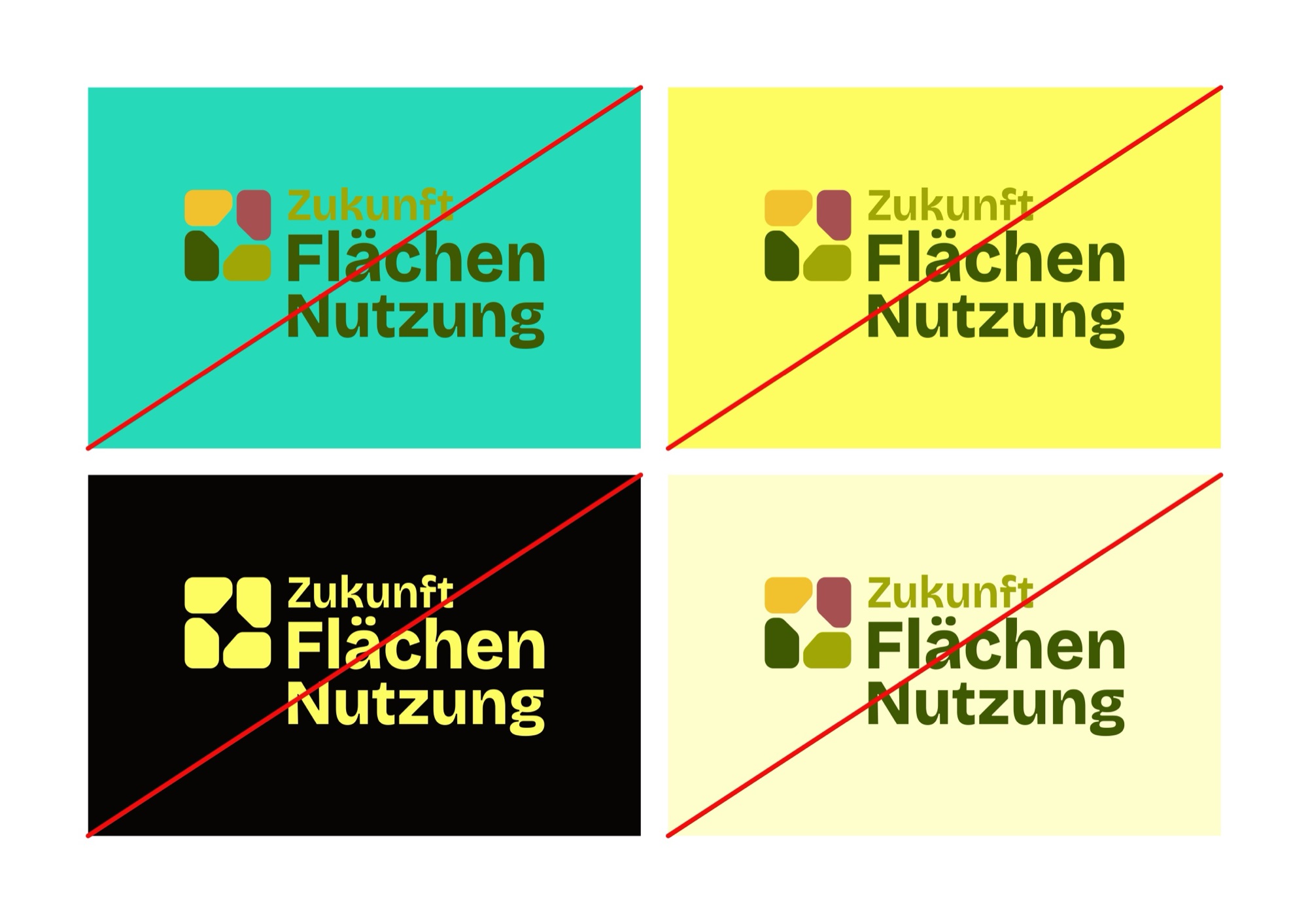Beispiele für falsche Logo-Anwendungen auf unpassenden Hintergründen